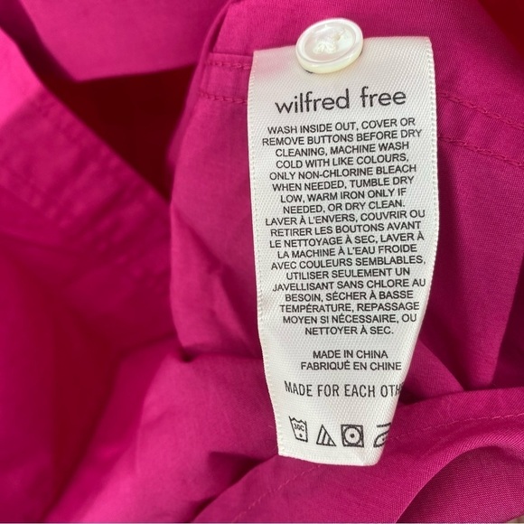ARITZIA Wilfred Women's 2XS Vital Pink Short Sleeve Button Down Oversized Shirt - Picture 11 of 13